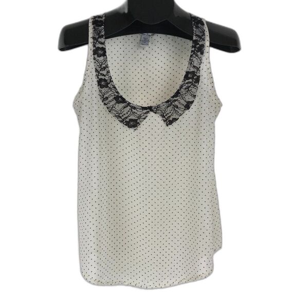 American Rag Cie Chiffon Tank Women’s Medium Stars Lace Sleeveless Sheer Casual - Picture 1 of 9